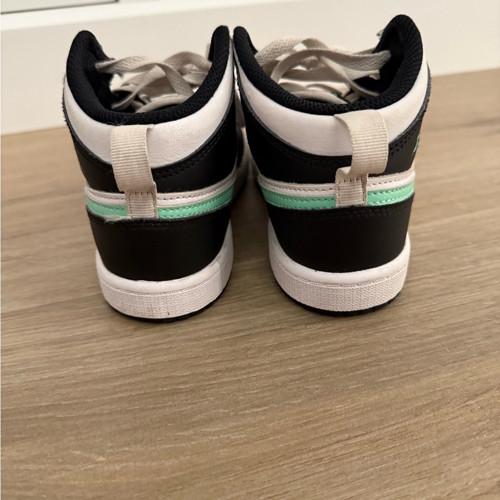 Nike Kids Air Jordan High-Top Sneakers in Black, White & Mint - Picture 3 of 5